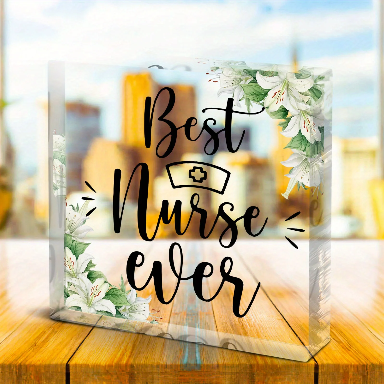 Best Nurse Acrylic Sign, 2D Flat Desktop Motivational Decor, Modern Office Gift for Women, Christmas Thank You Present