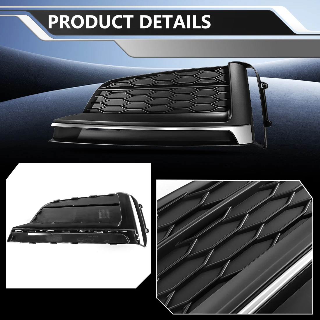 Front Bumper Fog Lamp Grille For Audi A5 Sport S5 S-line 2017 2018 2019 Fog Light Cover Honeycomb Hex Grill 8W6807681 8W6807682