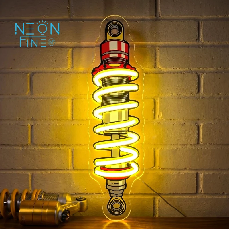Shock Absorber Neon Sign Car LED Neon Light Sign USB Dimmable Automotive for Garage Mechanic Shop Man Cave Room Bar Decor Gifts