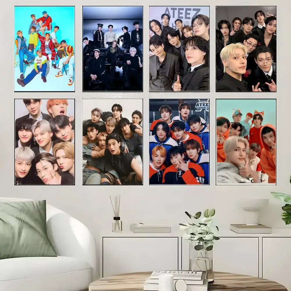 Singer A-ATEEZs Poster Self-adhesive Art Waterproof Paper Sticker Coffee House Bar Room Wall Decor