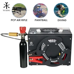 TUXING 4500Psi Portable PCP Air Compressor 300Bar Auto-stop High Pressure Compressor with 12v Car Power Aupply for Rifle TXES062