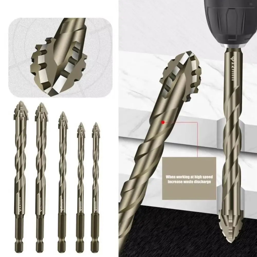 

Four-Edged Eccentric Drill Bit Serrated High Hardness Concrete Drill Bit Set Skewed Head Tile Drill Bit Drilling Tool