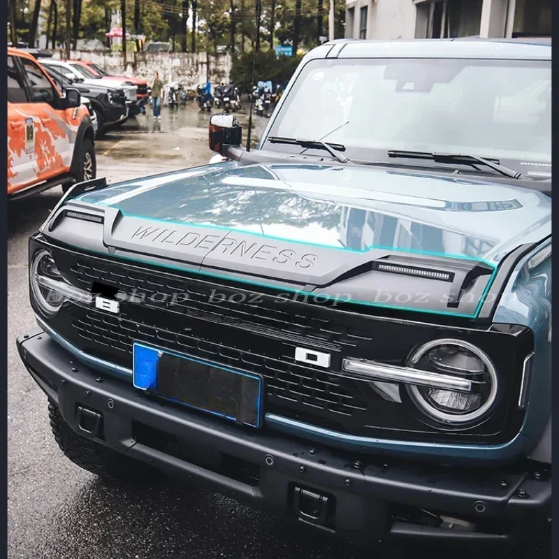For Ford Bronco 2021-2024 Modified Hood Sandstone Block Hood with Light Sandstone Block Car Interior Accessories