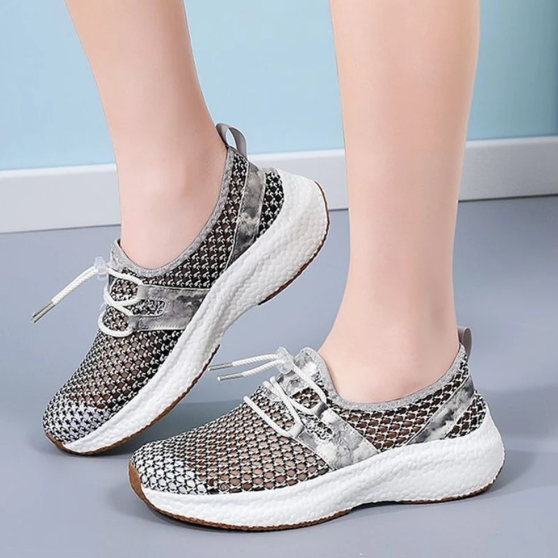 Women's Breathable Big Mesh Slip on Flats 2026 Summer Fashion Soft Sole Casual Walking Shoes Lightweight New