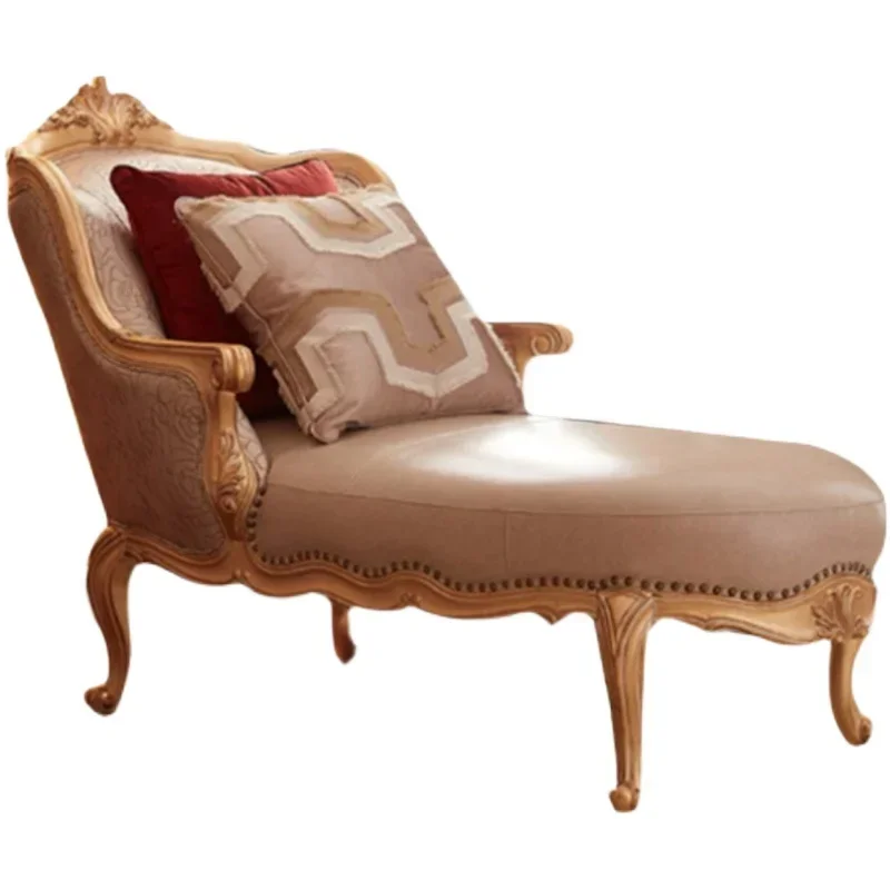 ~Alexandria British New Classical Carved Concubine Flat European Bedroom Chaise Longue Recliner Beauty Bed Recliner