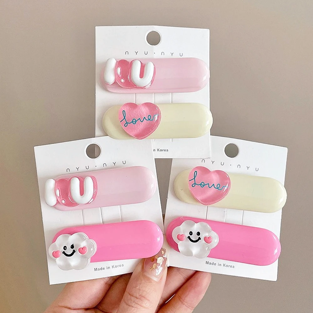 2 قطعة/المجموعة Ins كاندي اللون البيضاوي ثلاثية الأبعاد الكرتون دبوس الشعر منقار البط كليب لطيف الحلو أغطية الرأس للنساء فتاة إكسسوارات الشعر اليومية هدية #1