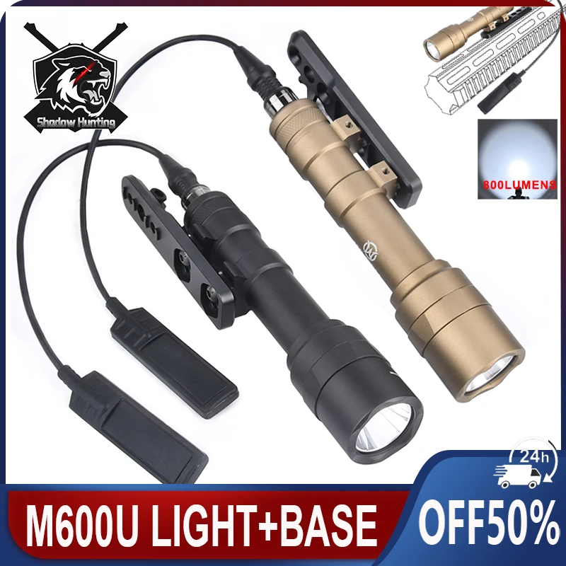 

WADSN Airsoft M600U Flashlight Offset Mount Metal Base Hunting Weapon Spotlight Tactical SF 800 Lumen Light For Mlok Keymod Rail