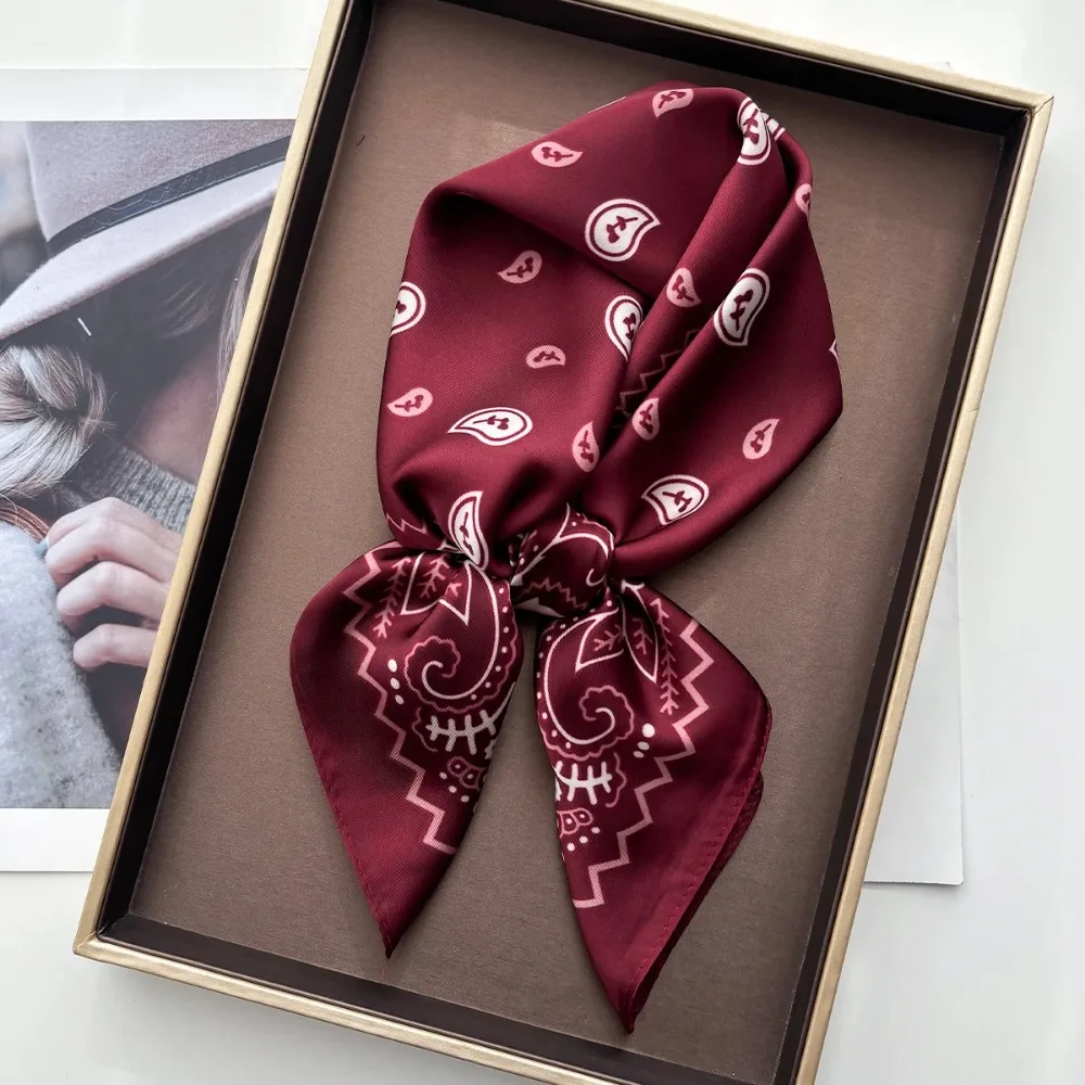 

Шарф с узором пейсли, имитация шелка, женский квадратный платок, повязка для волос, фулярд, женская бандана, шейный платок, повязка на голову, новинка 2026 года