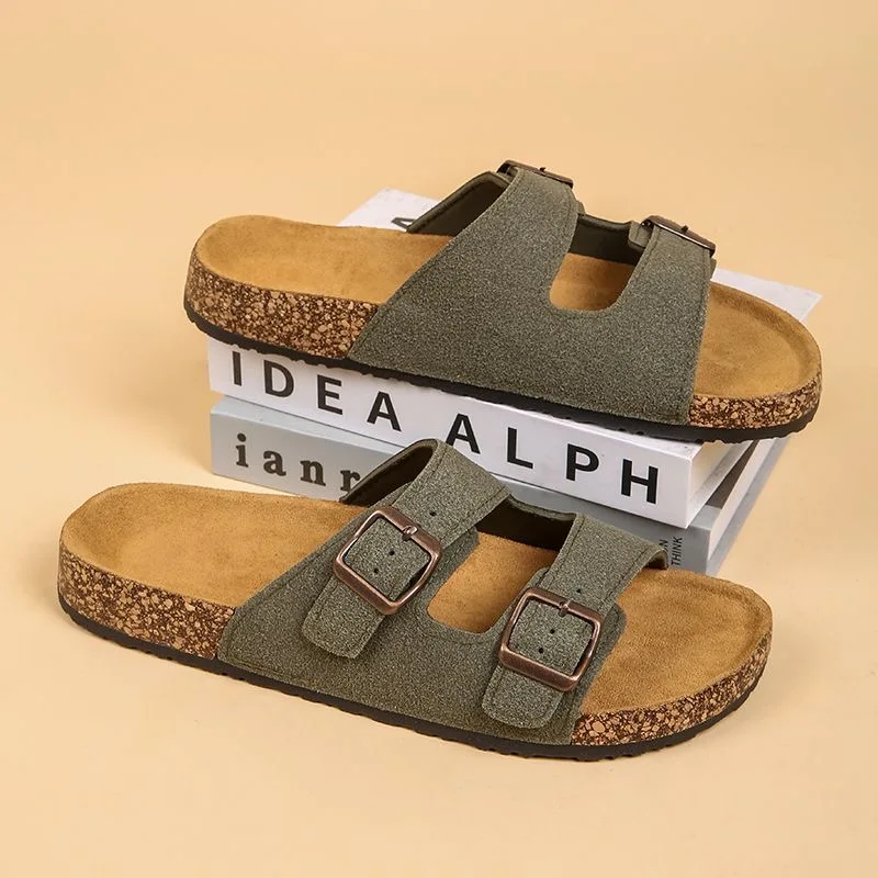 Men Clogs Fashion Shoes Outdoor Classic Cork Slide With Arch Support Beach Sandals Cork Suede Mules Slippers For Women Big Size