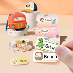 Etiqueta lavable personalizada con nombre para ropa, pegatinas Kawaii impermeables, planchado de tela para niños, etiquetas de pegado