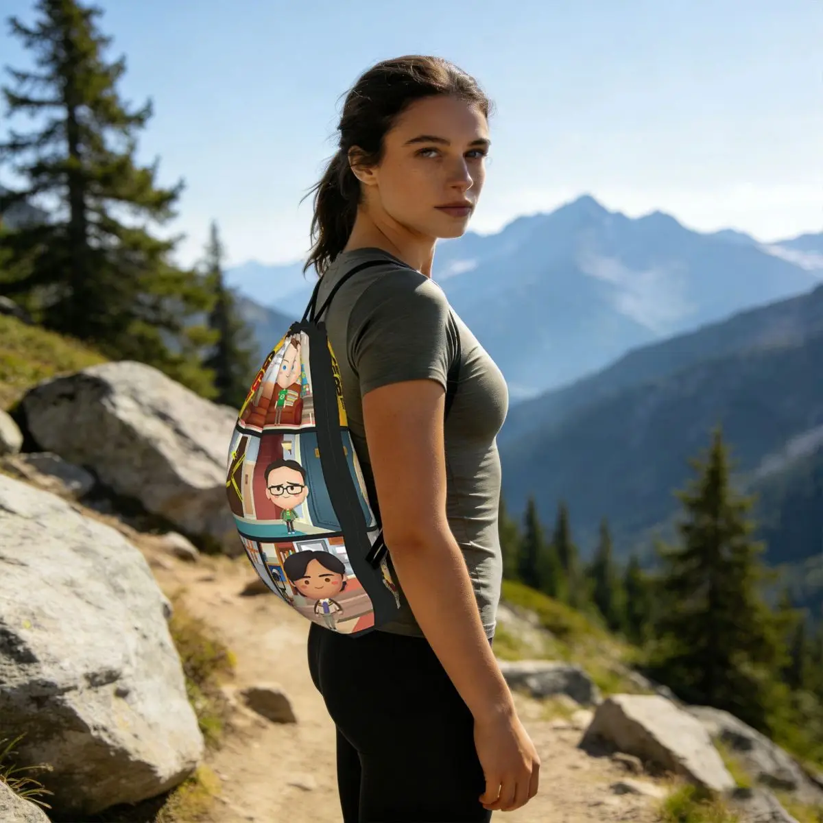 The Big Bang Theory New Cartoon Character Backpacks Drawstring Bundle Pocket Storage Bag Book Bags for Man Woman School