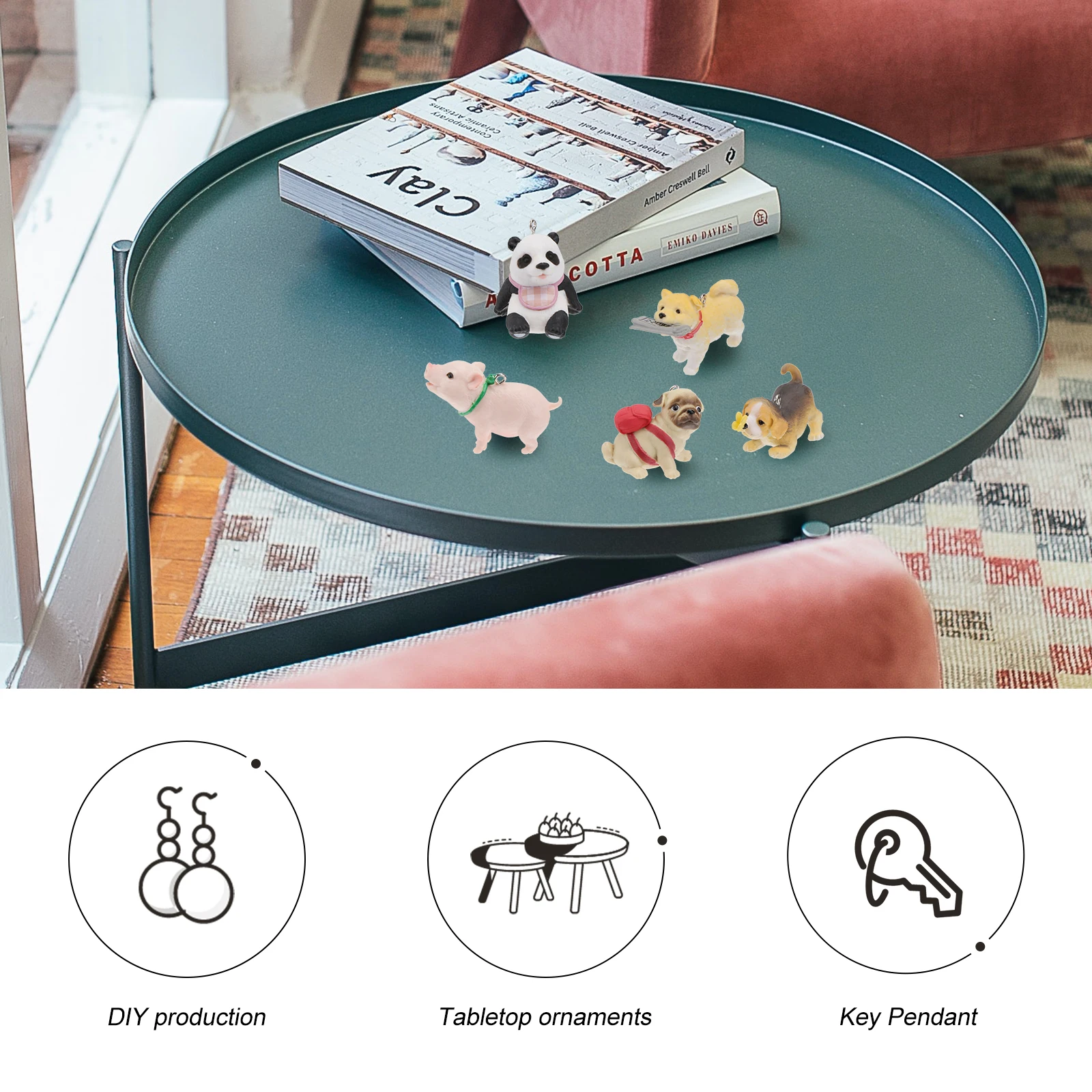 

5pcs Animal Diy Pendant Accessory Decor For Car Bag Friends Family Gift Diy Material Key Ring Decor Random Color