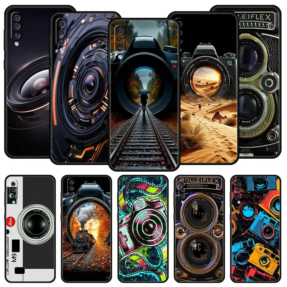 Funda Retro para Teléfono con Diseño de Cámara para Samsung Galaxy A56 A36 A26 A16 A34 A24 A42 A22 A20 A12 A40 A30 A10 5G, Carcasa Protectora de TPU Suave