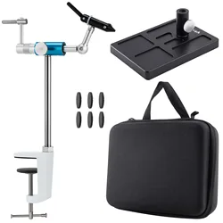 Fly Tying Vise Rotary 360 Degree Fly Tying Base Portable Stainless Steel Aluminum C-Clamp Mount 40Cr Hard Jaws for Fishing Flies