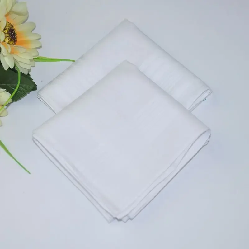 Male Square 35cm 100% Cotton White Table Satin Handkerchief Towboats Handkerchief Whitest  Pure DIY Blank Men Party Gift