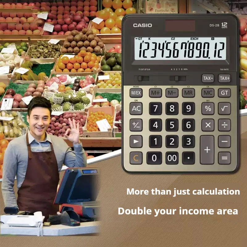 Casio-DS-2B Business Desktop Calculator with 12-Digit Display for Corporate Administration and Financial Accounting