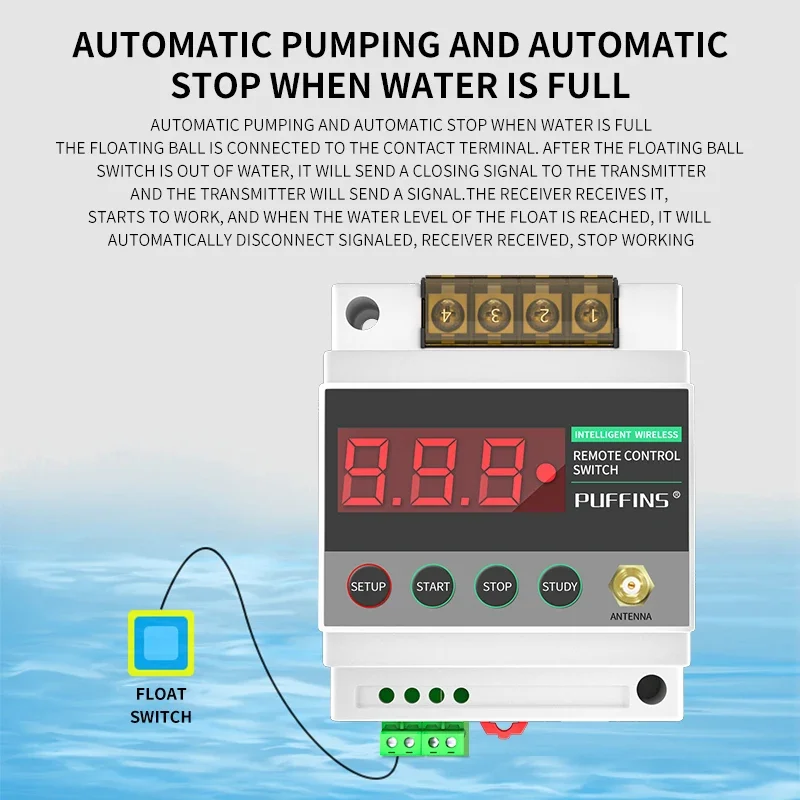 Waterproof Wireless Remote Control Switch Two-way Feedback Level Float Water Level Switch Automatic Controller HK-GKGD10