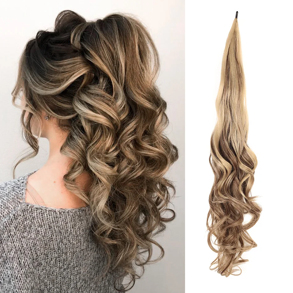 32inches Synthetic Long Flexible Wrap Around Ponytail Hair Extensions Natural Wave Cute Blonde Balck Grey Women Fake Pony Tail