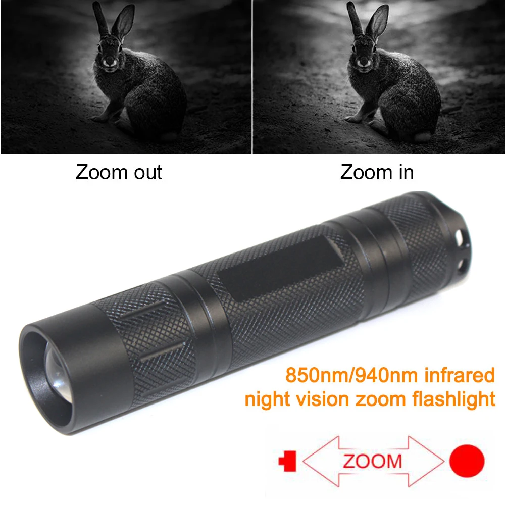 850nm 940nm IR Flashlight Zoomable Focus Infrared DIY Hunting Torch Light Waterproof Night Vision18650 /21700 Rifle Lamp