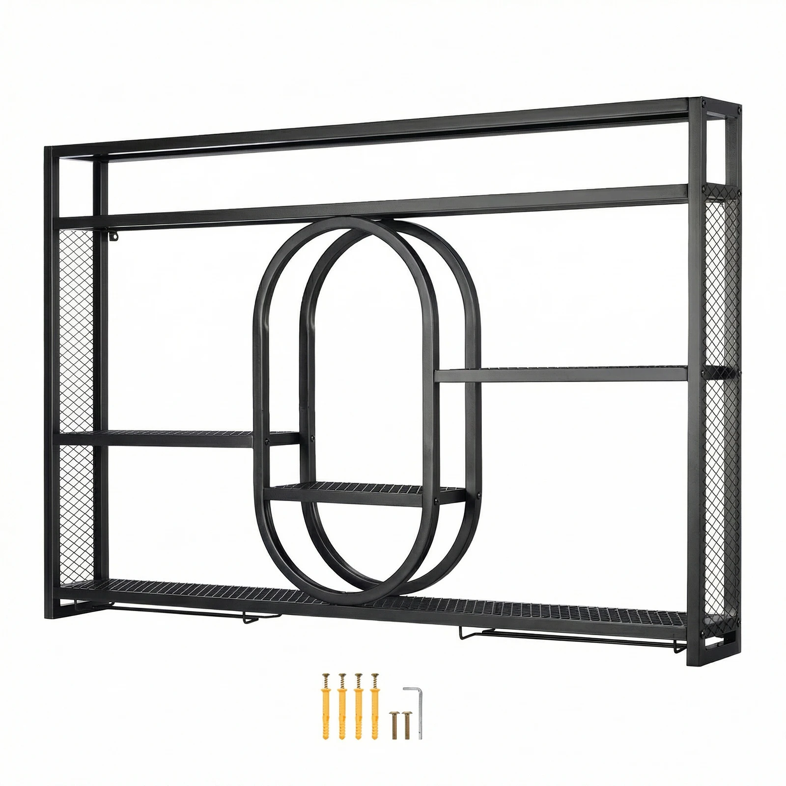 

Metal Wall Mounted Wine Holder with Glass Holder Large Capacity Liquor Bottle Display Shelf for Home Bar Dining Room & Kitchen