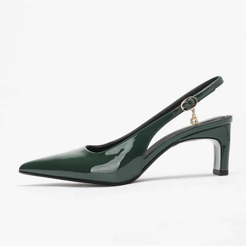 Fashion Patent Leather Slingback Pumps Women Pointed Toe High Heels Sexy Office Dress Shoes Summer Zapatos De Mujer