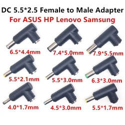 240W DC 5.5*2.5 Female to DC 4.0*1.7 4.5*3.0 5.0 2.1 6.5 7.4 7.9 mm For ASUS HP Lenovo Samsung Male Elbow Power Adapter Converte