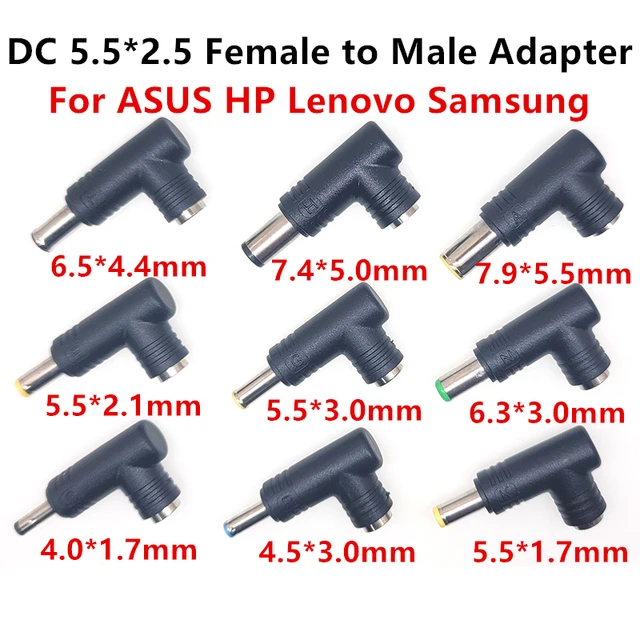 240W DC 5.5*2.5 Female to DC 4.0*1.7 4.5*3.0 5.0 2.1 6.5 7.4 7.9 mm Dla ASUS HP Lenovo Samsung Male Elbow Power Adapter Converte
