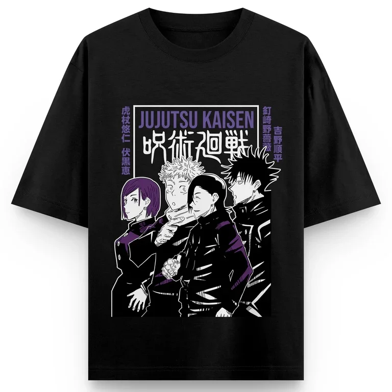 

Jujutsu Kaisen Anime Quartet Printing Cotton T-shirt Men and Women Harajuku Fashion Loose Summer Anime Peripheral Clothing