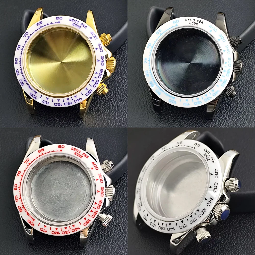 39,3 mm Gehäuse, silbernes Edelstahlgehäuse, passend für VK63 VK63A Uhrwerk, Saphirglasgehäuse, Uhrenbox
