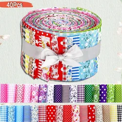 40Pcs Cotton Strip Quilting Fabric Bundles 6.5x25CM Colorful Printed Quilt Sewing Dolls Project Patchwork DIY Craft