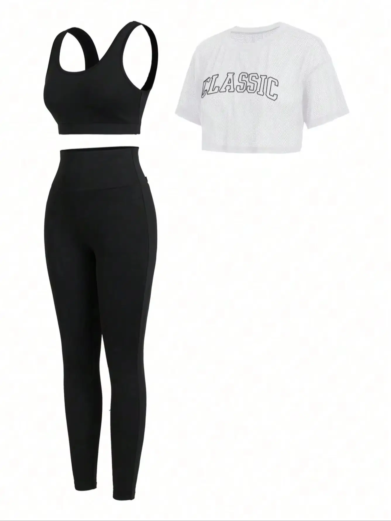 Teenager Girls Clothes 3 Piece Activewear Set 13-16 Years Summer School Outdoor Tracksuit Girls Mesh Letter Top Leggings New