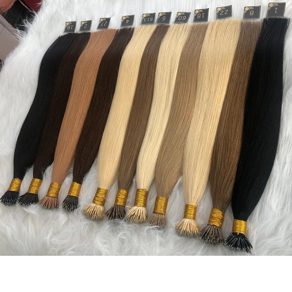 Toysww Nano Ring Human Hair Extensions Double Drawn Russian Virgin Human Hair 100g/pack 18