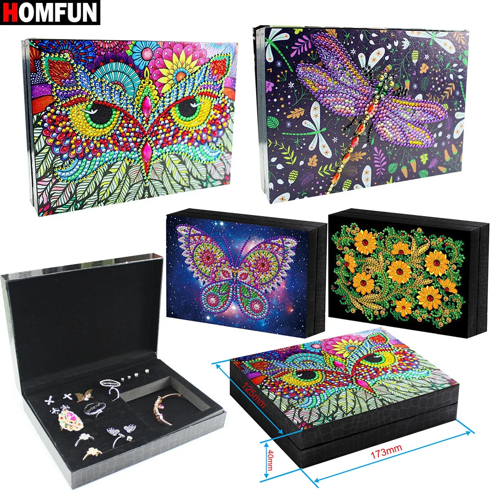 HOMFUN 5D DIY Jewelry Box Storage Box Diamond Painting Special Shaped  Diamond Mosaic Embroidery Kits Container Home Decor Gift