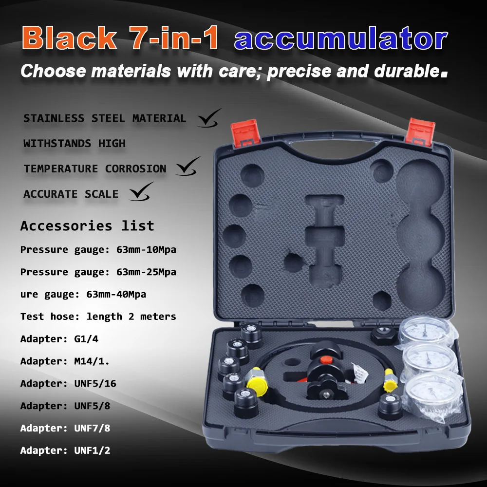 2026 7 IN 1 Hydraulic Accumulator cylinder Nitrogen gas charging kit and Pressure Test Kit