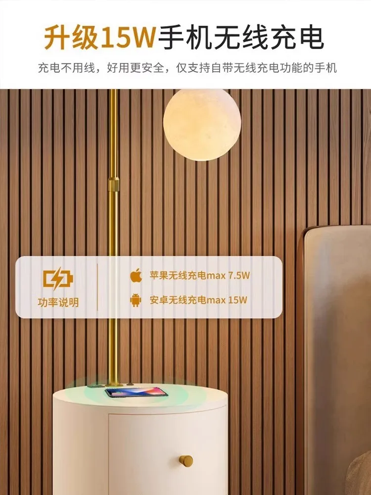 Floor lamp living room storage sofa side double drawer light luxury bedroom bedside table lamp integrated floor vertical desk la