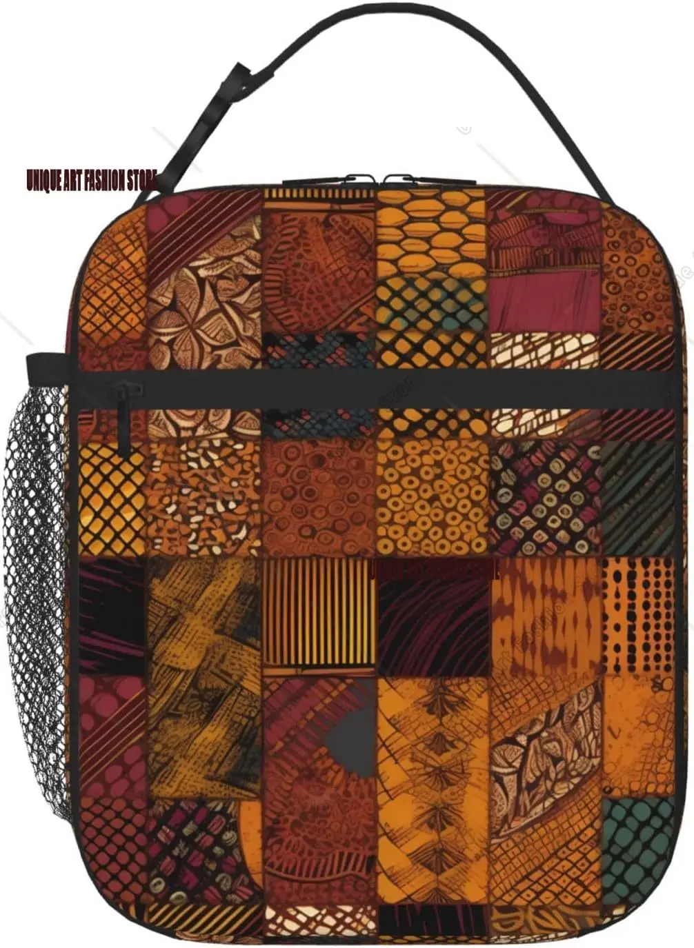 

African Style Patchwork Lunch box Insulated Cooler Reusable Lunch Bag Container Gifts for Work Office Picnic Travel School
