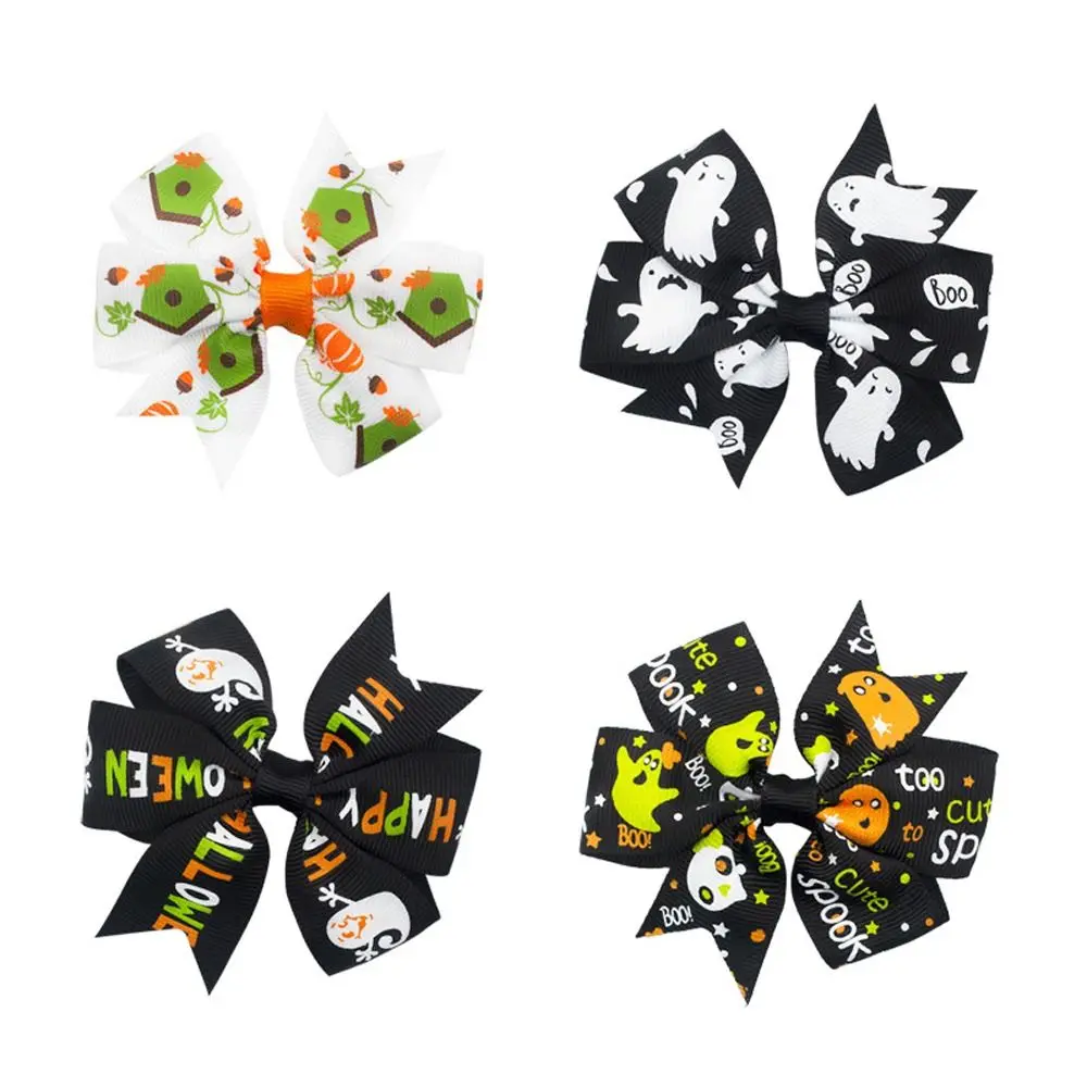 Fashion Skeleton Halloween Bow Hair Clip Pumpkin Spider Pumpkin Hairpin Korean Style Letter Bat Duckbill Clip Cosplay