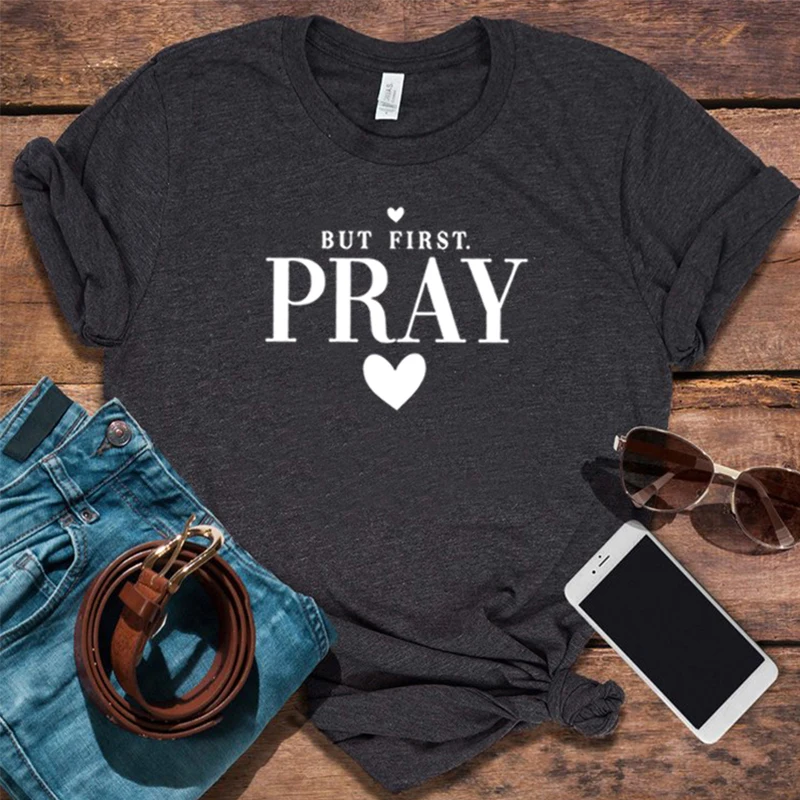 

Pray Shirt Christian Tshirt Faith Tee Motivational Women Clothing Bible Verse Shirts Religious Tops Christian Gift