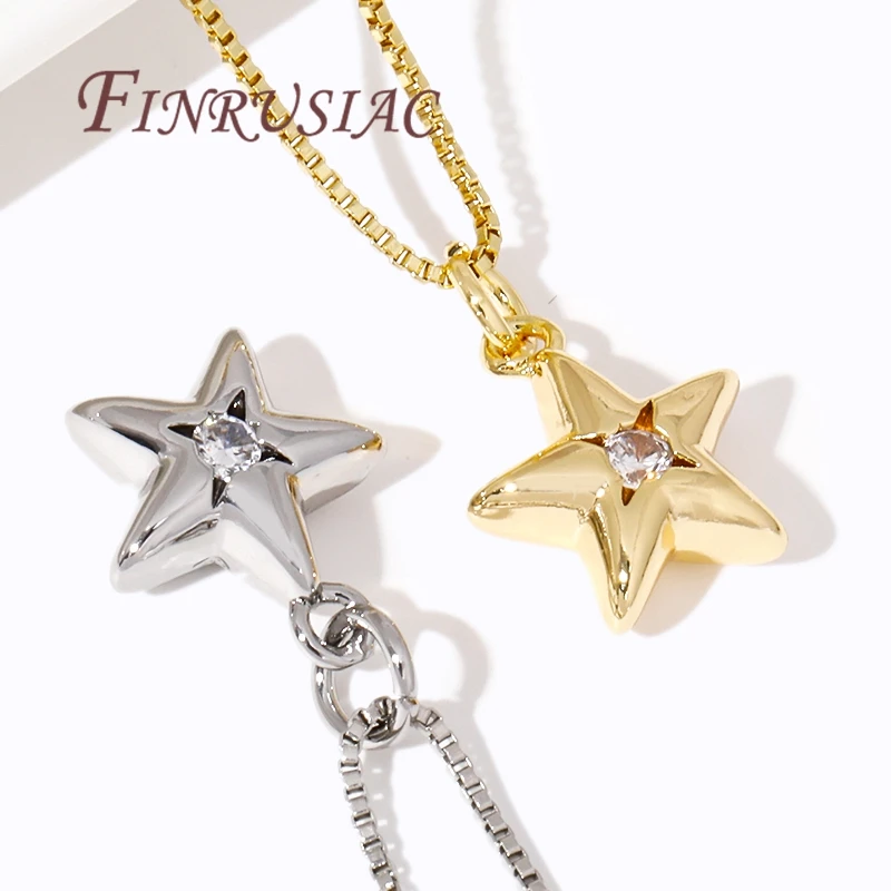 18K Gold Plated Metal Star Charms Accessories For Earrings,Brass with Zircon Pendants For Bracelets DIY Jewelry Making Supplies