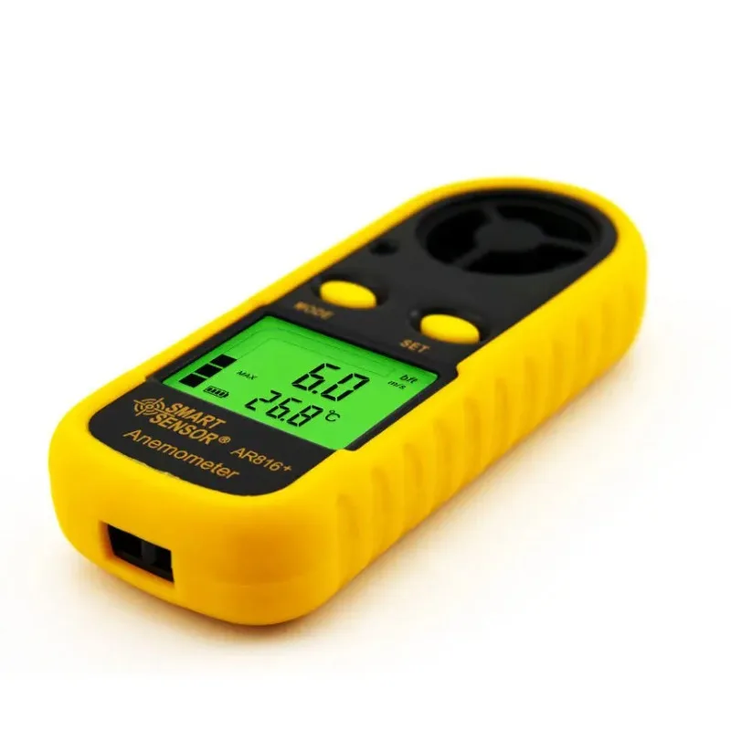AR816 Plus Handheld Digital Anemometer LCD Backlight Wind Speed Air Velocity & Temperature Tester