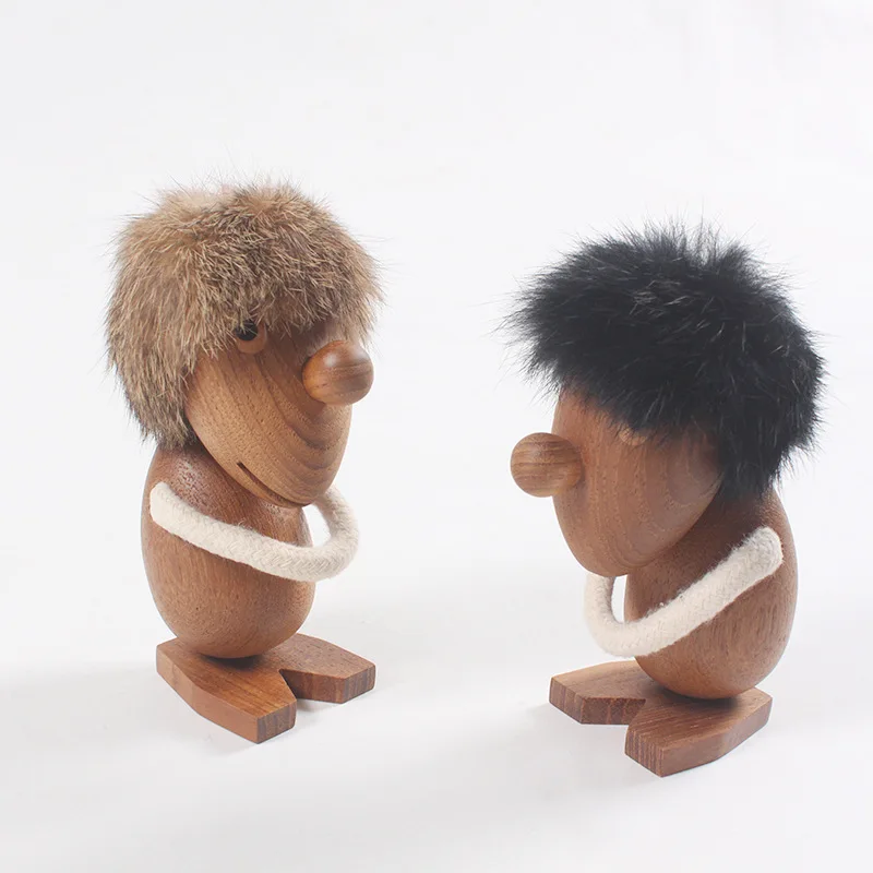 

Nordic Danish Style Optimist Practical Gift Toy Handmade Solid Wood Craft Little Troll Figurine Home Office Desk Decoration