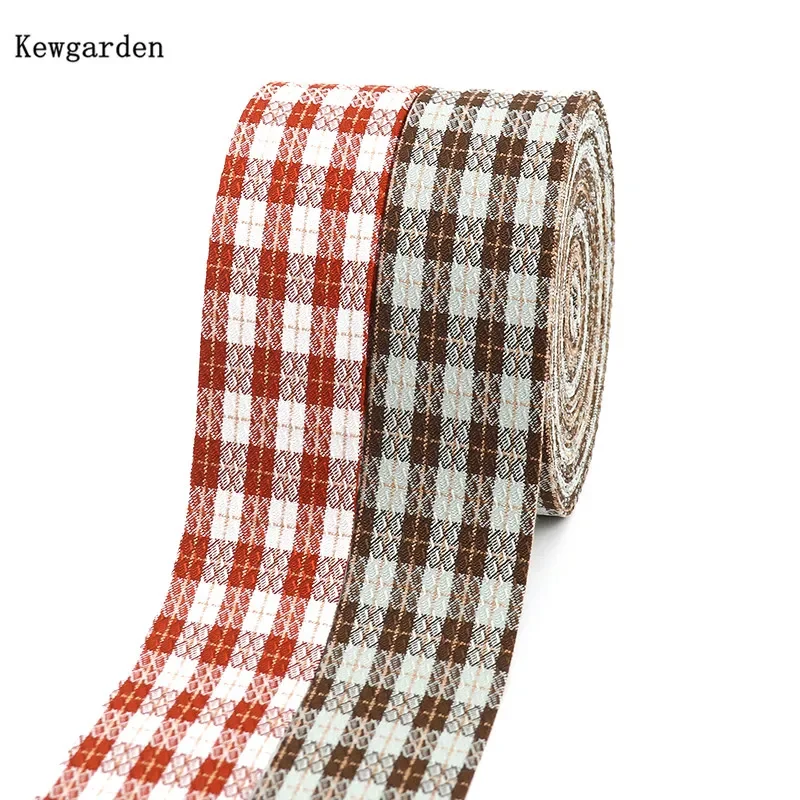

Kewgarden 2 "1" 50 мм 25 мм 10 мм клетчатая лента из льняной ткани DIY банты для волос аксессуары для изготовления швейных материалов лента ручной работы 11 ярдов