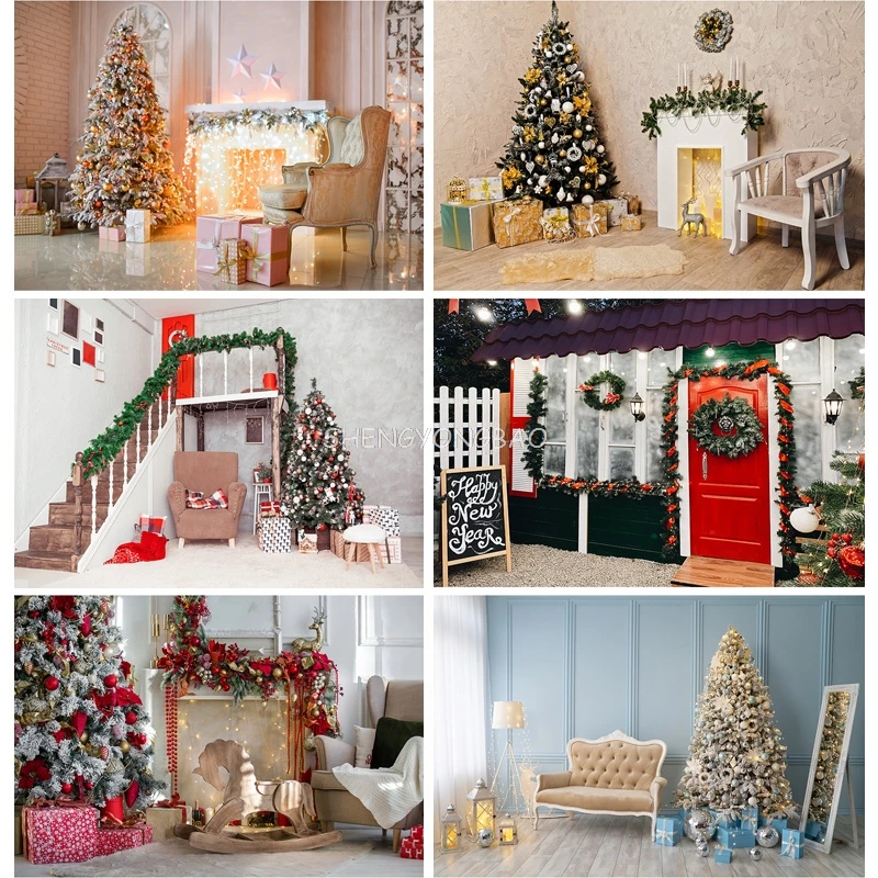 Christmas Indoor Theme Photography Background Christmas tree Children Portrait Backdrops For Photo Studio Props DHY-04
