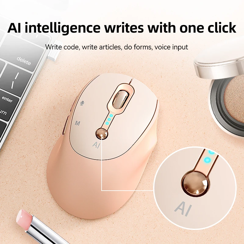 M7 AI Mouse Suara Cerdas Bluetooth 2.4G Nirkabel Pengisian Daya Tipe-C Input Suara Menulis Terjemahan Tablet Macbook AirM Laptop