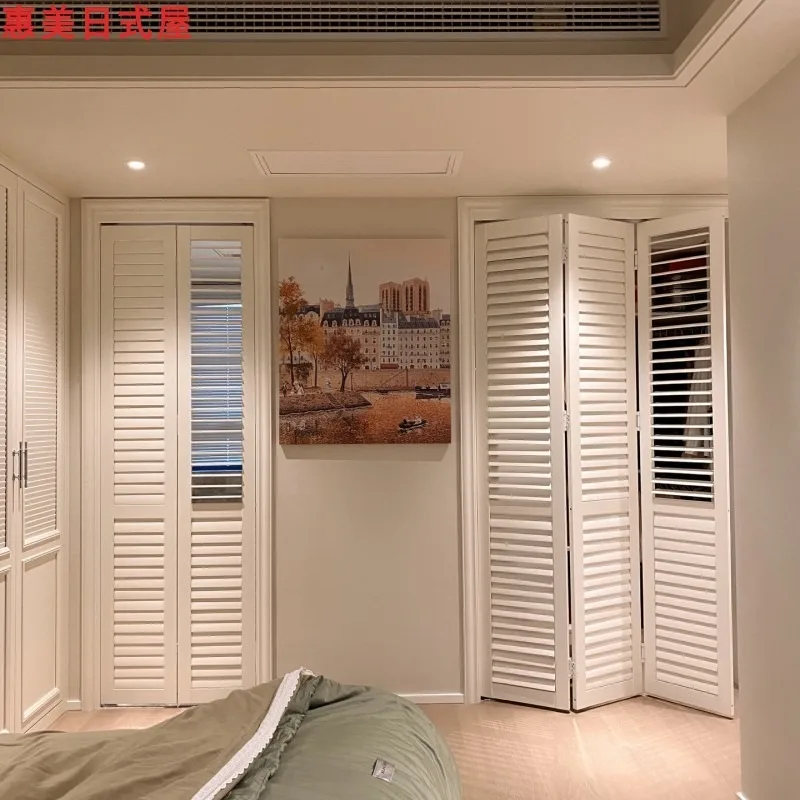 Puerta veneciana, armario personalizado para ropa y zapatos, puerta batiente, biombo deslizante de madera maciza, biombo veneciano transpirable
