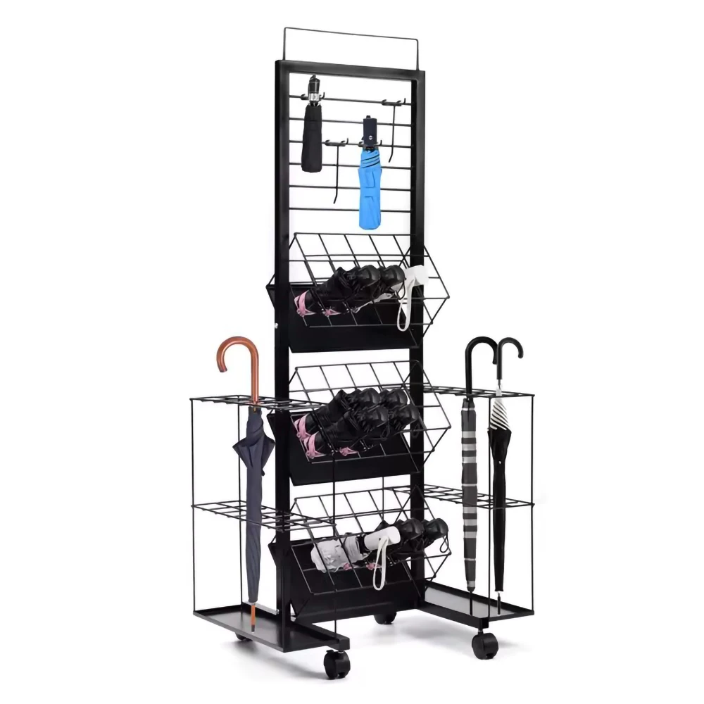 Supermarket Retail Display Umbrella Rack New Arrival High Capacity Umbrella Rack with Wheels