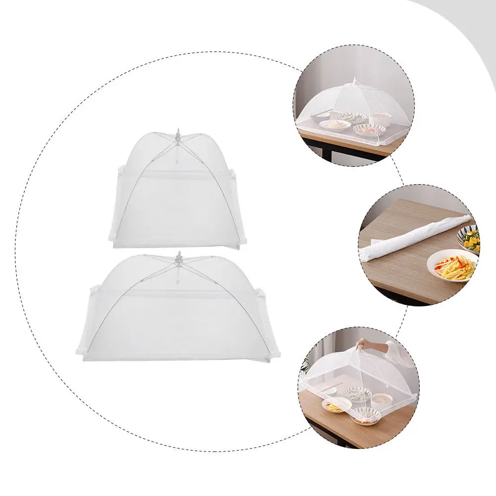 

2Pcs Heavy Duty Food Cover Tent with Smooth Round Handle Rust Free Insect Proof Mesh Cover for Meals Home Kitchen Hotel Use