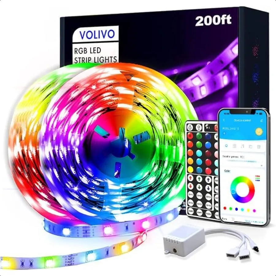 

Led Strip Lights 200ftApp Controlled Bluetooth Led Light Strip Sync with Music Color Changing Lighting for Bedroom Home Decorat