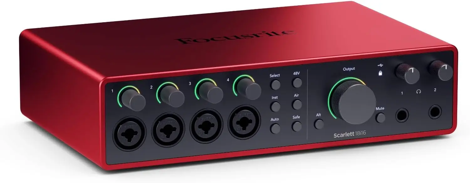 واجهة صوت USB من Focusrite Scarlett 18i16 من الجيل الرابع، لكتابة الأغاني وإنتاج الموسيقى والتسجيل والبث - High-Fideli