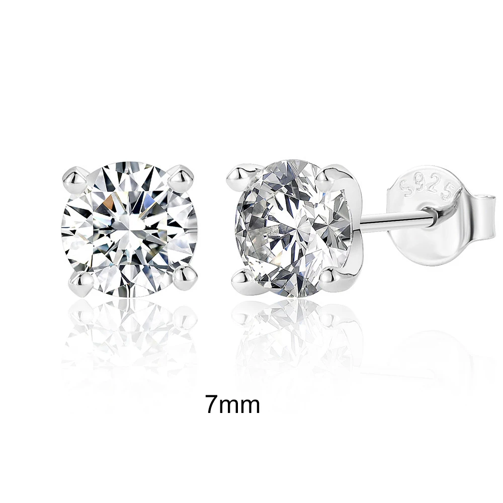 CANNER 0,5-1,2 quilates D Color Moissanite pendientes tipo botón para mujer Plata de Ley 925 pendiente Piercing brillante joyería fina